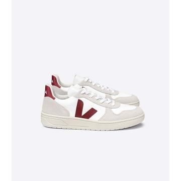 Veja V-10 B-MESH Men's Sneakers White/Red | NZ 330XYU